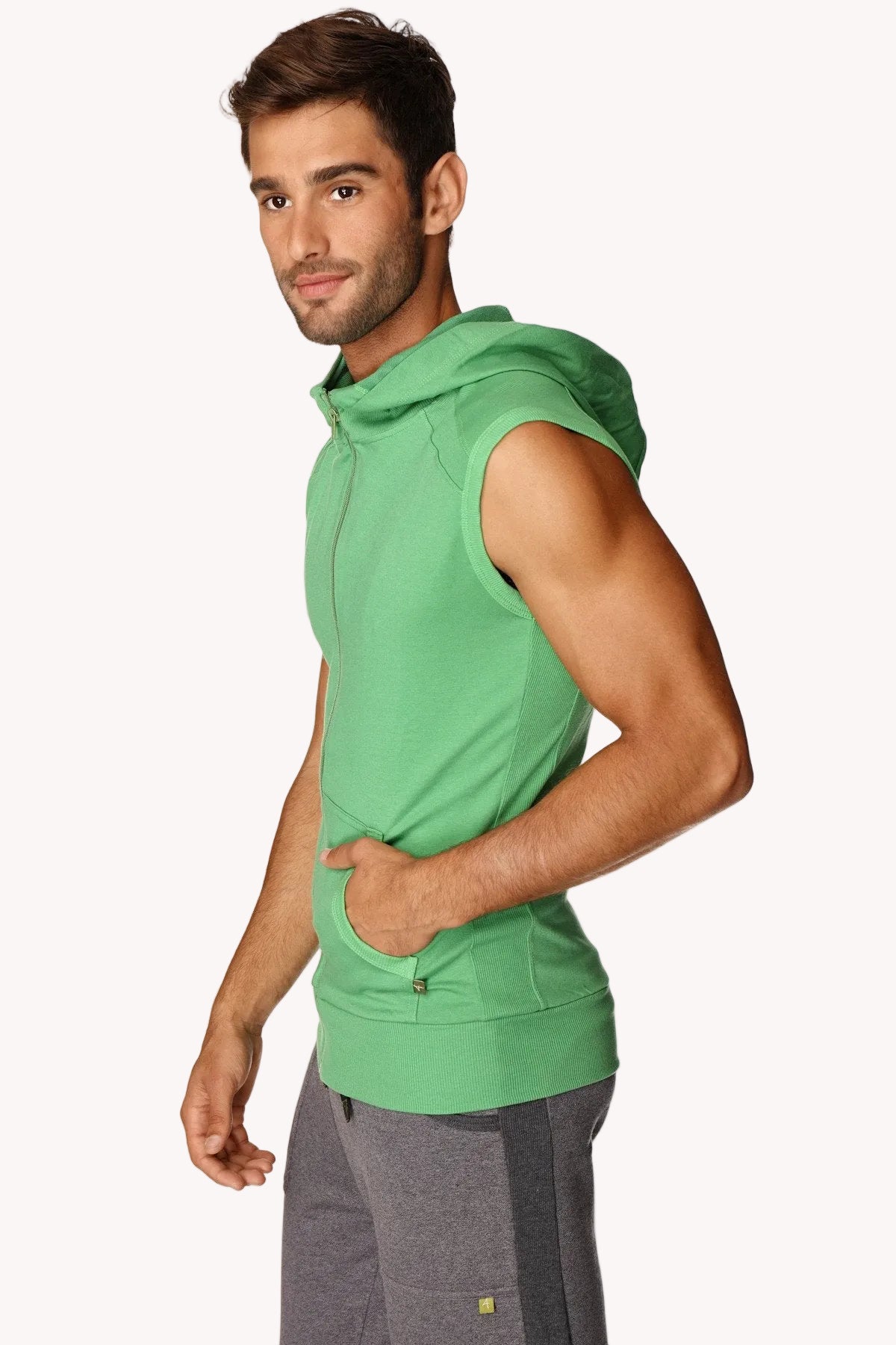 Sleeveless Yoga Hoodie – Bamboo Green