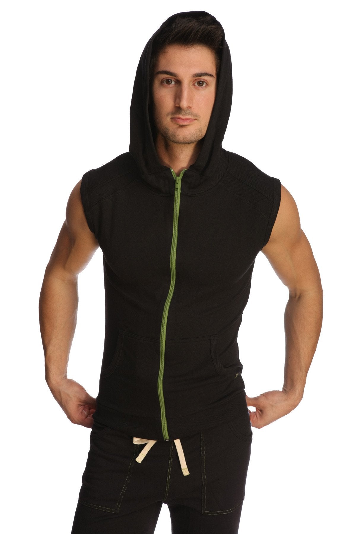 Sleeveless Zip Yoga Hoodie – Black