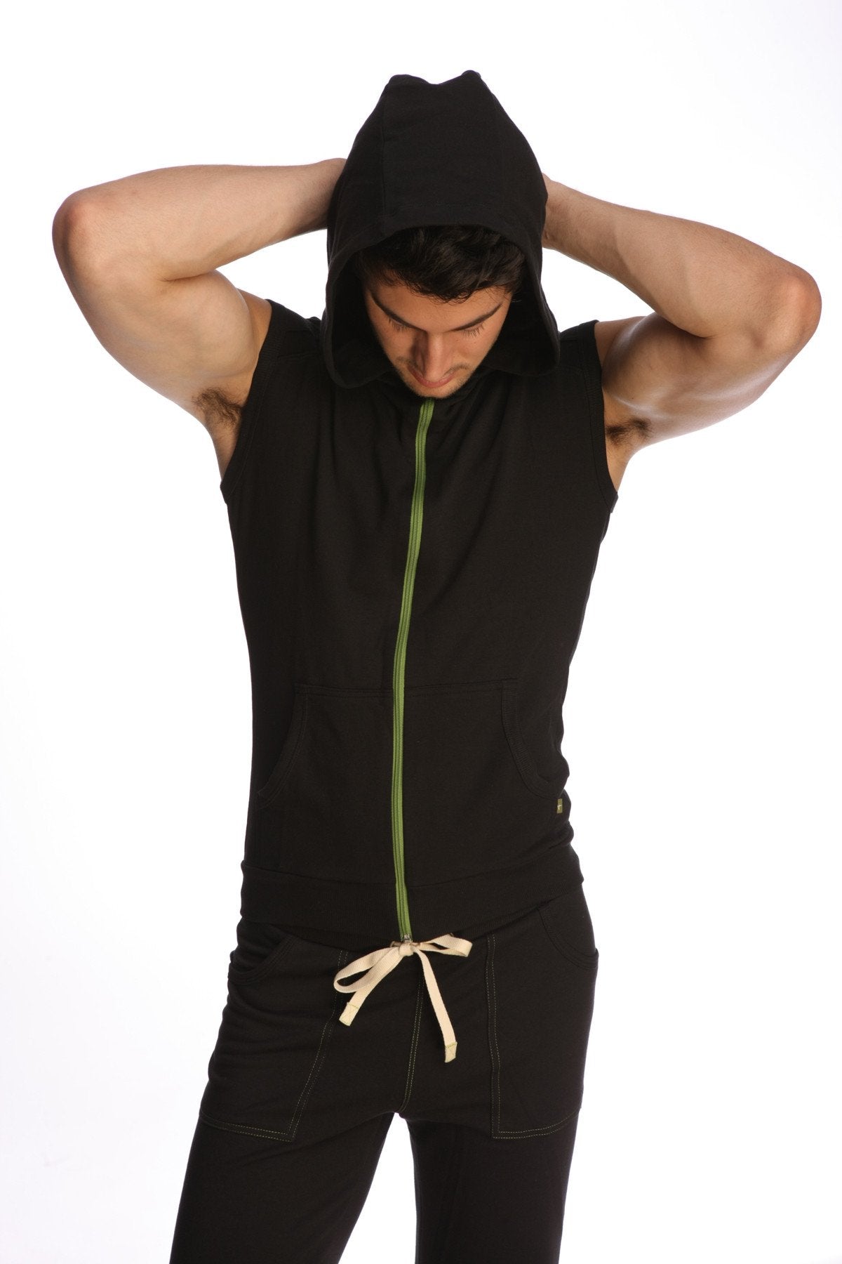 Sleeveless Zip Yoga Hoodie – Black