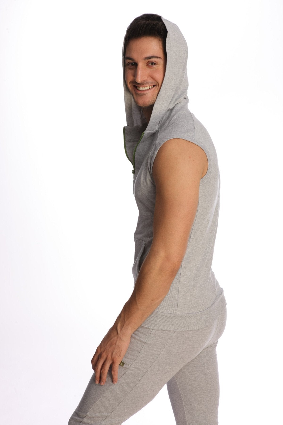 Sleeveless Yoga Hoodie – Heather Grey