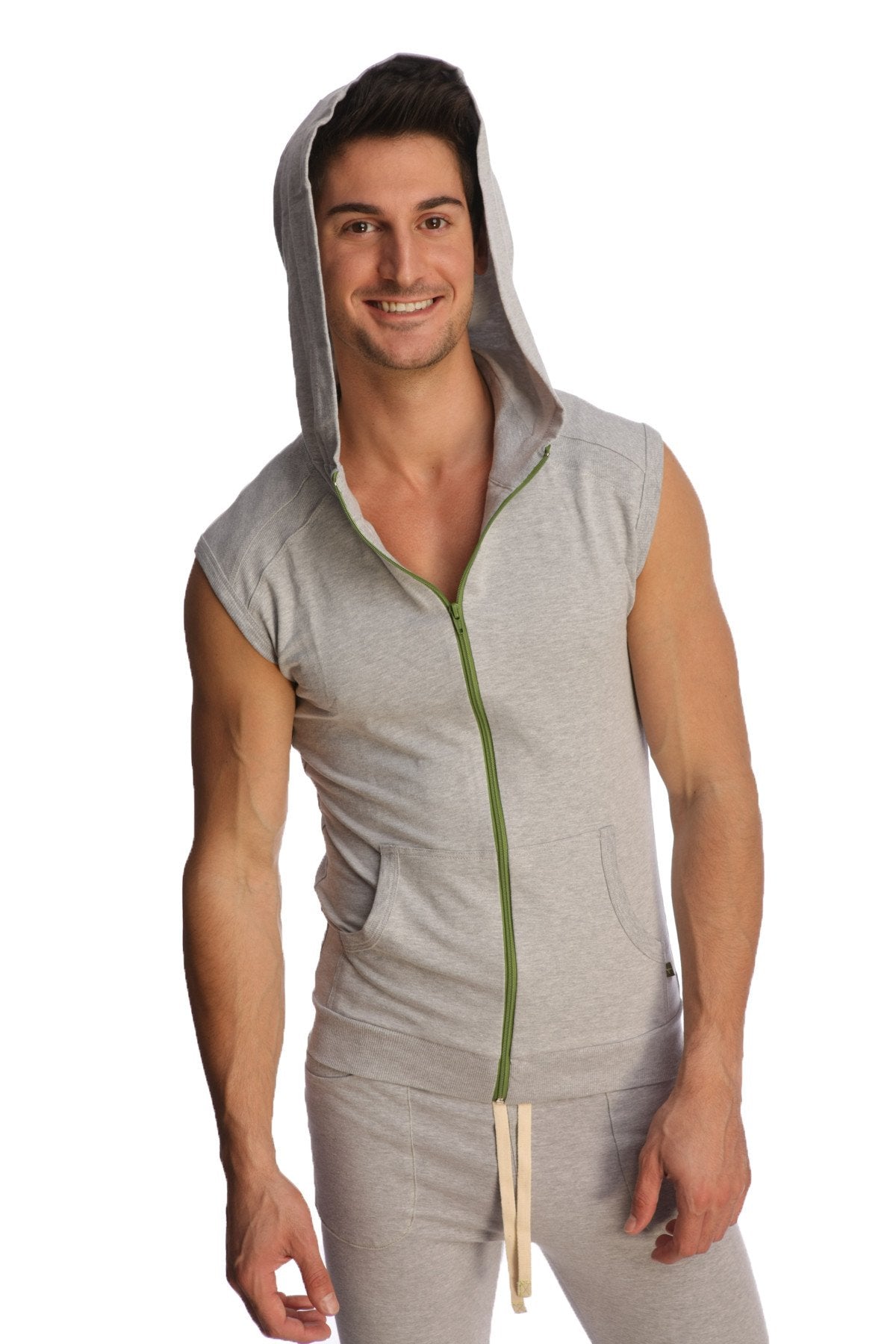Sleeveless Yoga Hoodie – Heather Grey