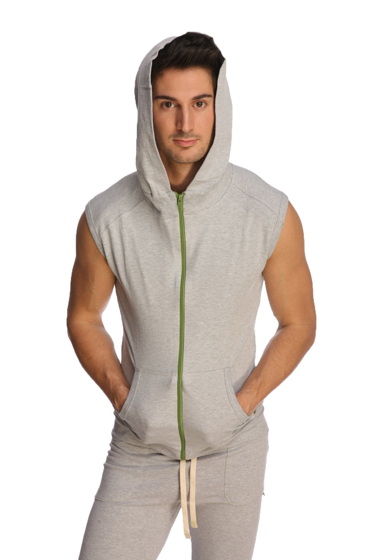 Sleeveless Yoga Hoodie – Heather Grey