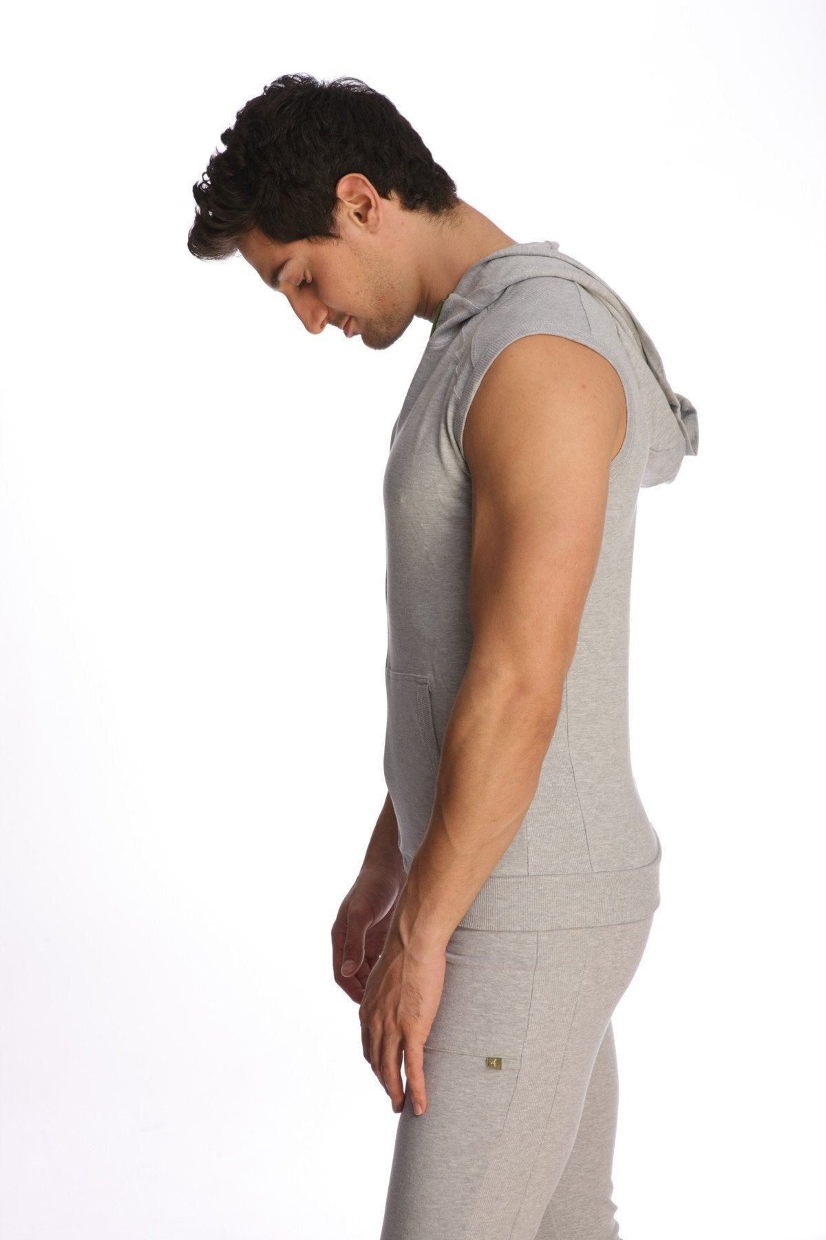 Sleeveless Yoga Hoodie – Heather Grey