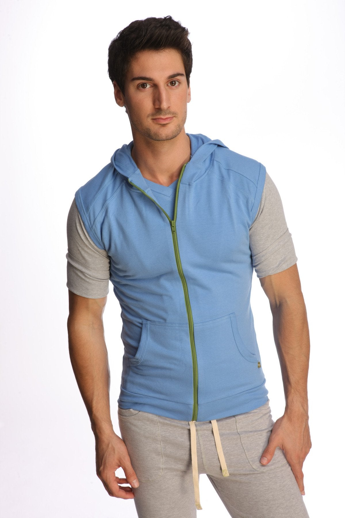 Sleeveless Zip Yoga Hoodie – Ice Blue