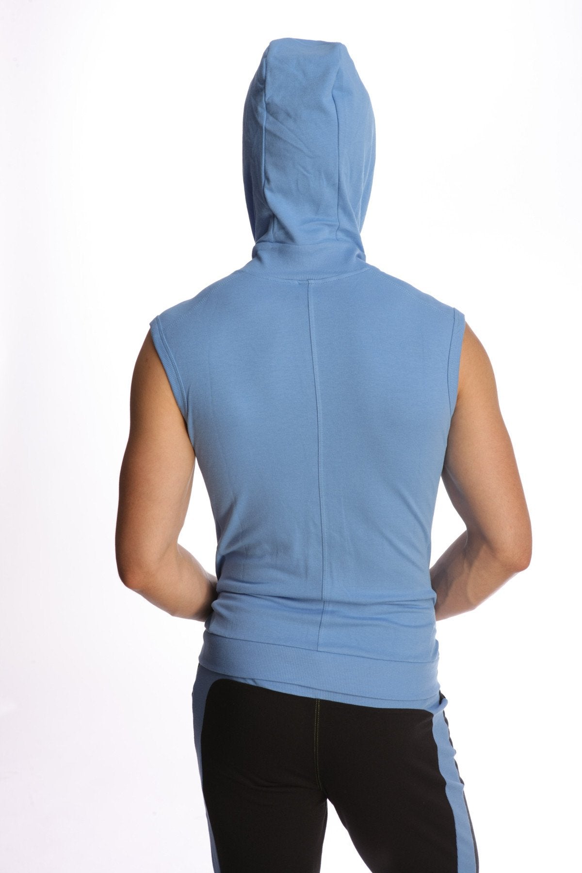Sleeveless Zip Yoga Hoodie – Ice Blue