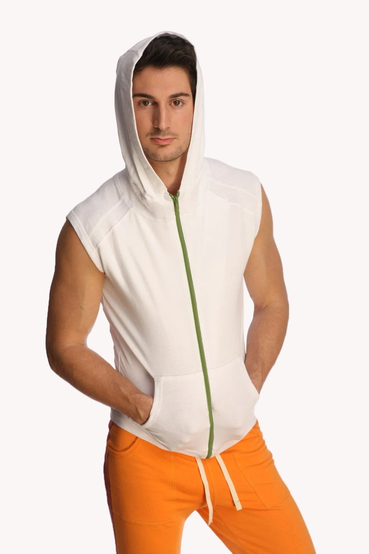 Sleeveless Yoga Hoodie – White
