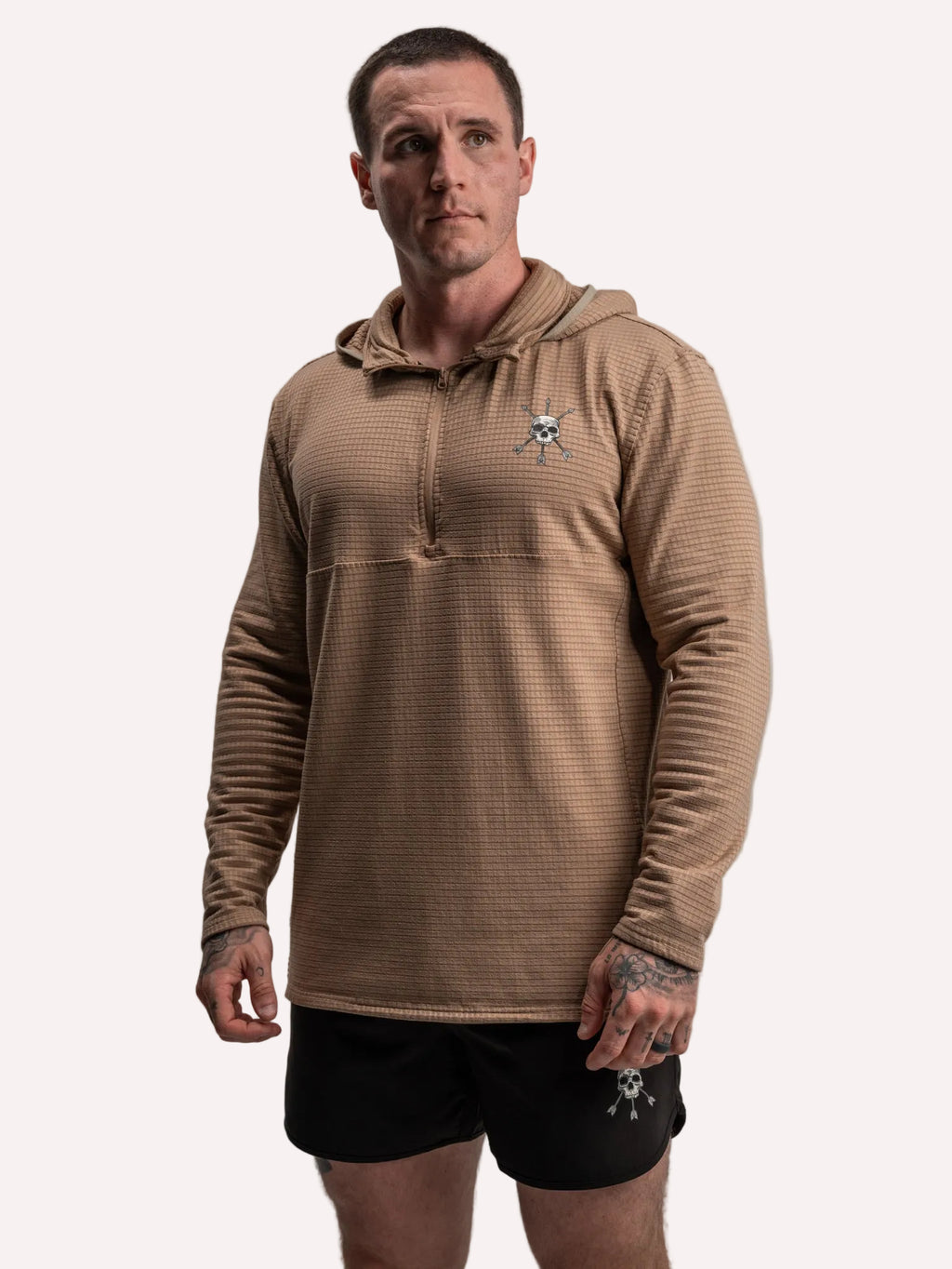 Waffle-Knit Quarter-Zip Hoodie
