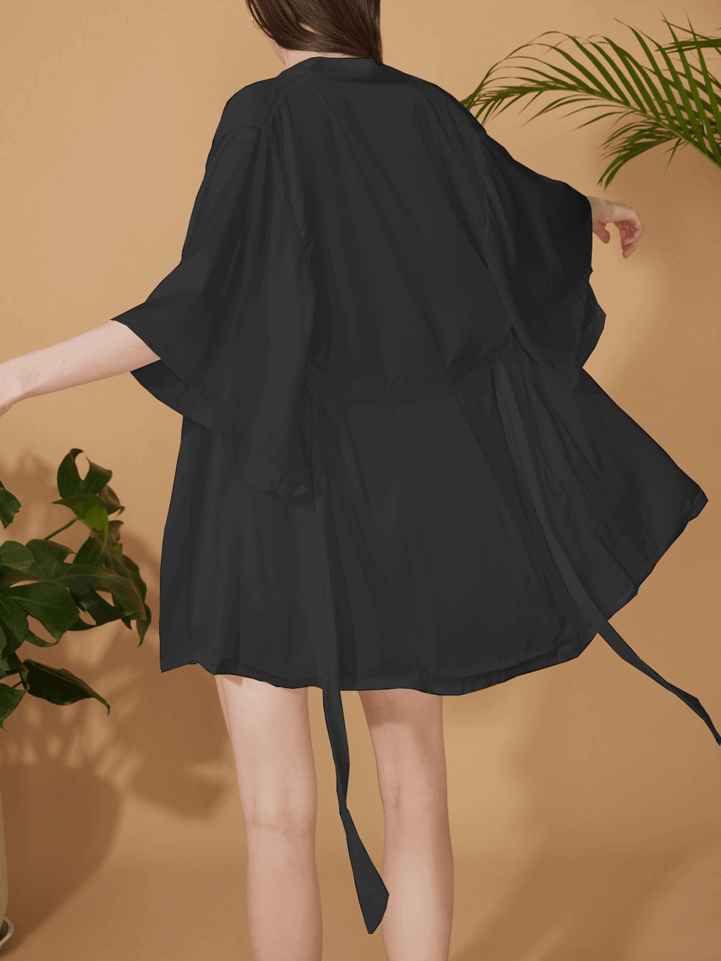 Short Robe & Lace Dress 2-Piece Pajama Set