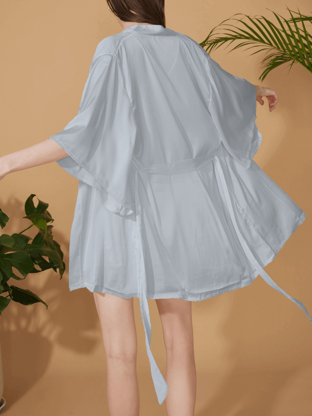 Short Robe & Lace Dress 2-Piece Pajama Set