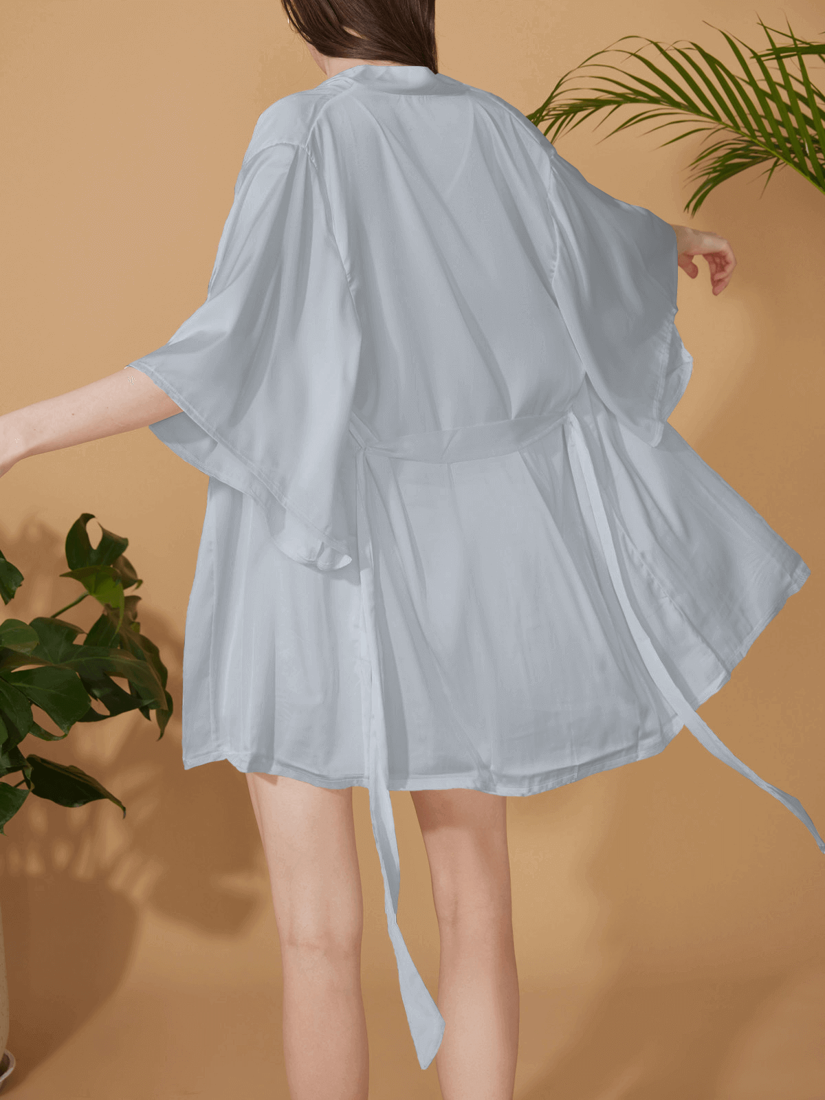 Short Robe & Lace Dress 2-Piece Pajama Set