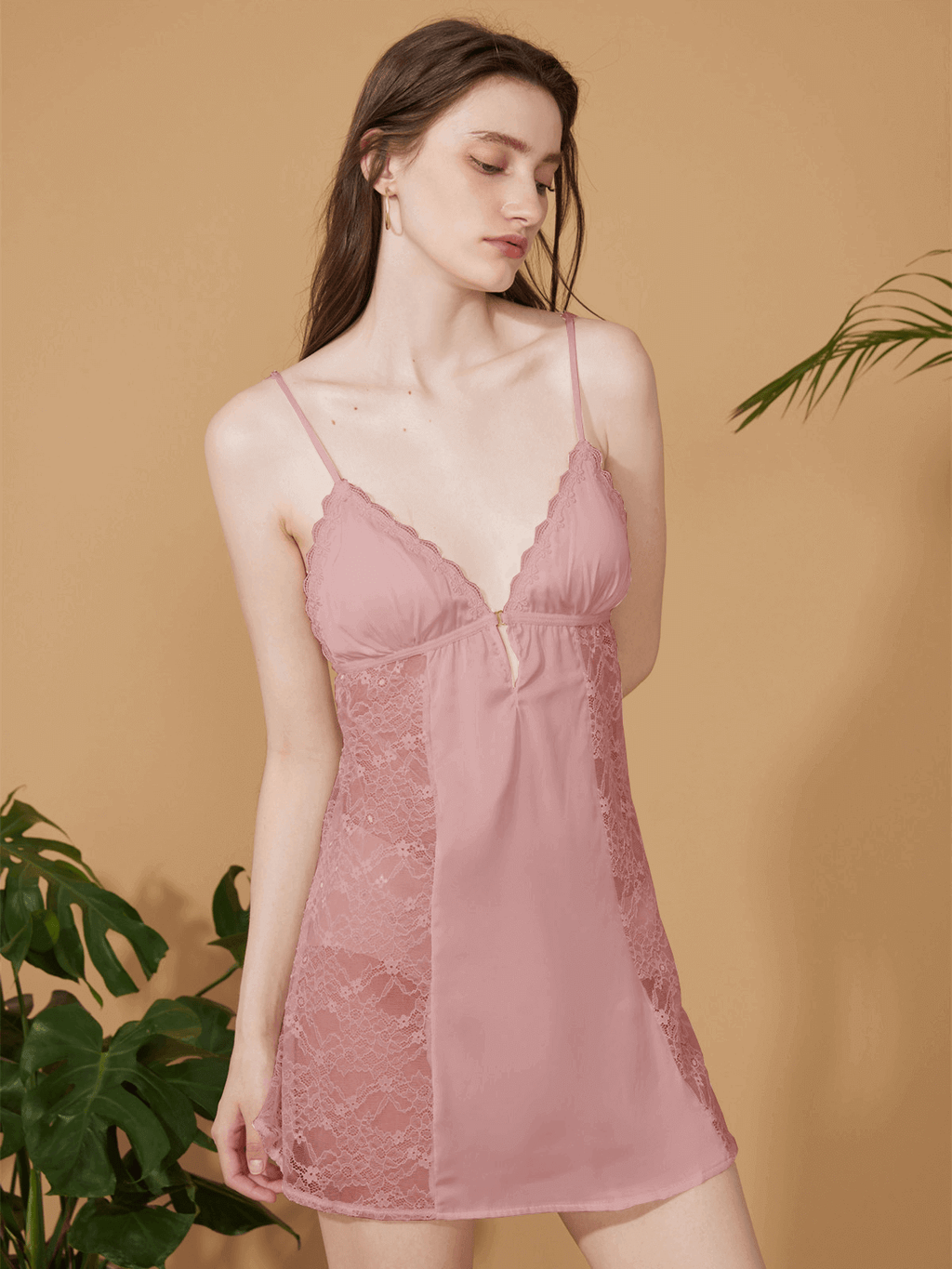 Short Robe & Lace Dress 2-Piece Pajama Set