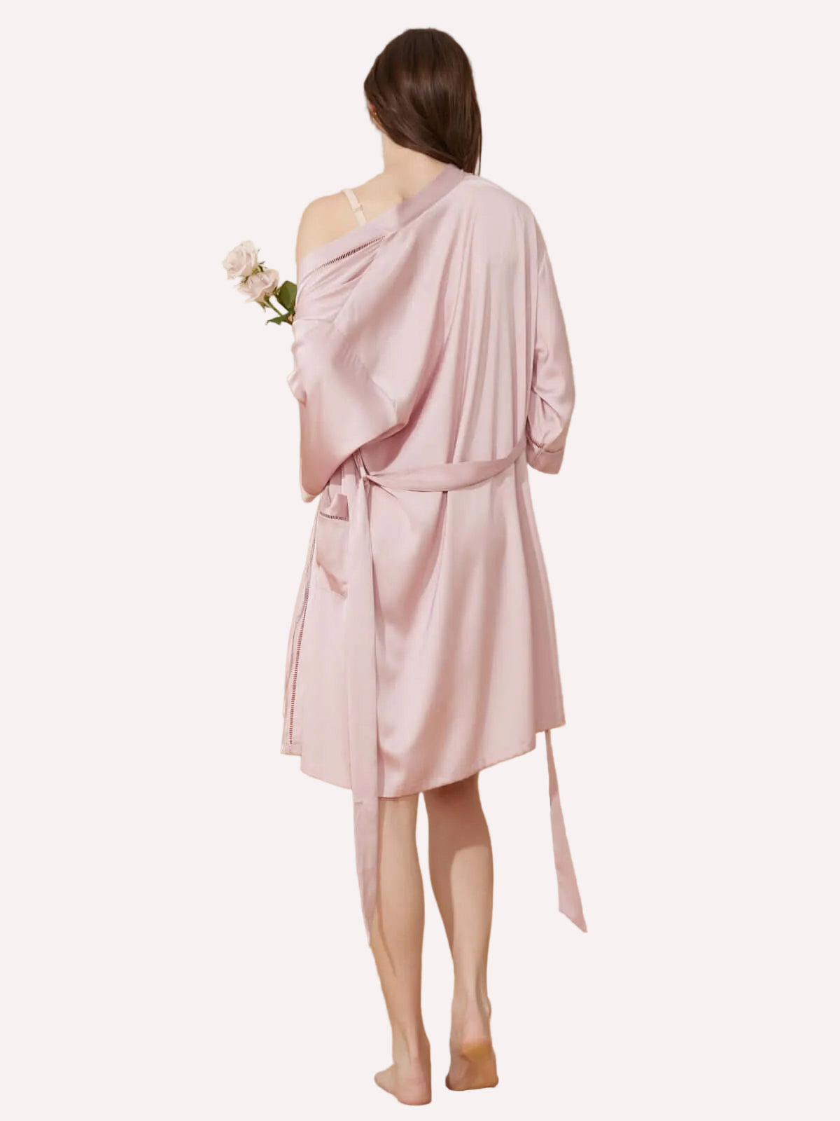 Hollow-Out Detail Short Robe with Pockets