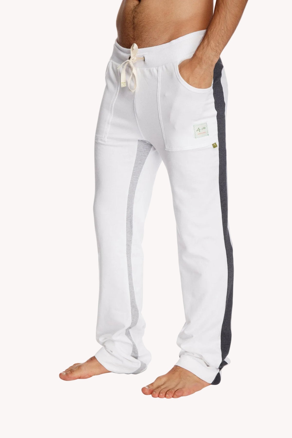 Ultra-Flex Yoga Sweatpants – White with Charcoal & Grey