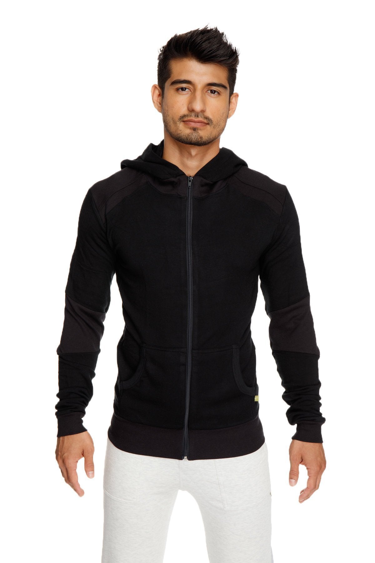 Fleece Crossover Zip Yoga Hoodie – Black