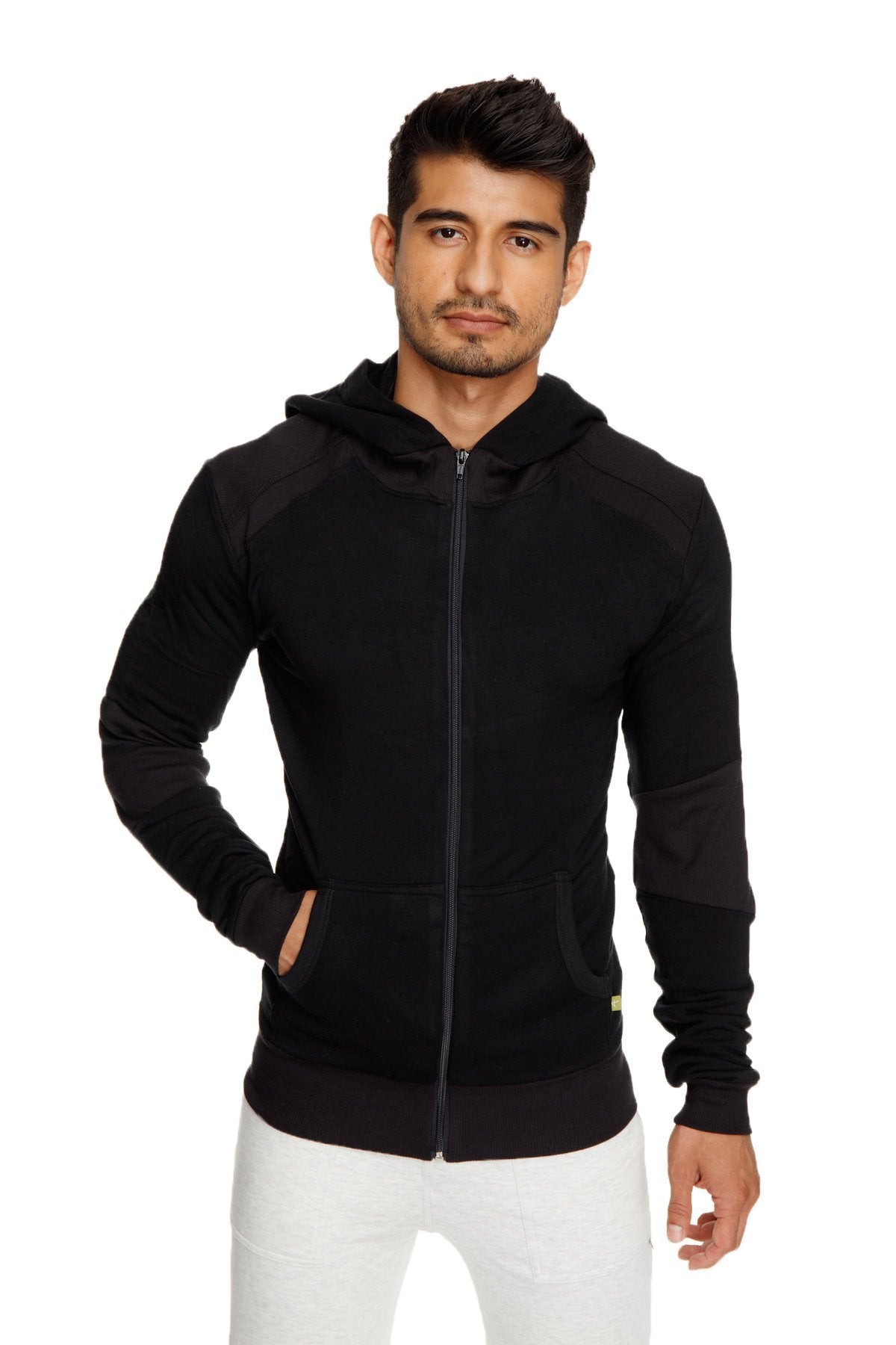 Fleece Crossover Zip Yoga Hoodie – Black