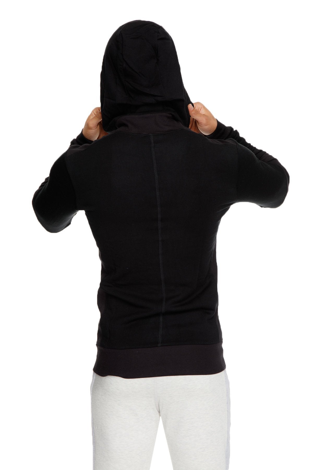 Fleece Crossover Zip Yoga Hoodie – Black