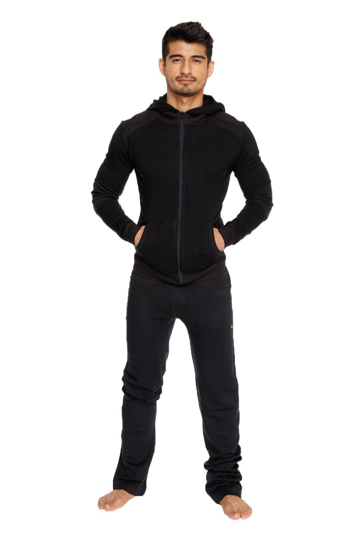 Fleece Crossover Zip Yoga Hoodie – Black