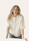 Zadie Short Sleeve Button Cardigan – Ivory