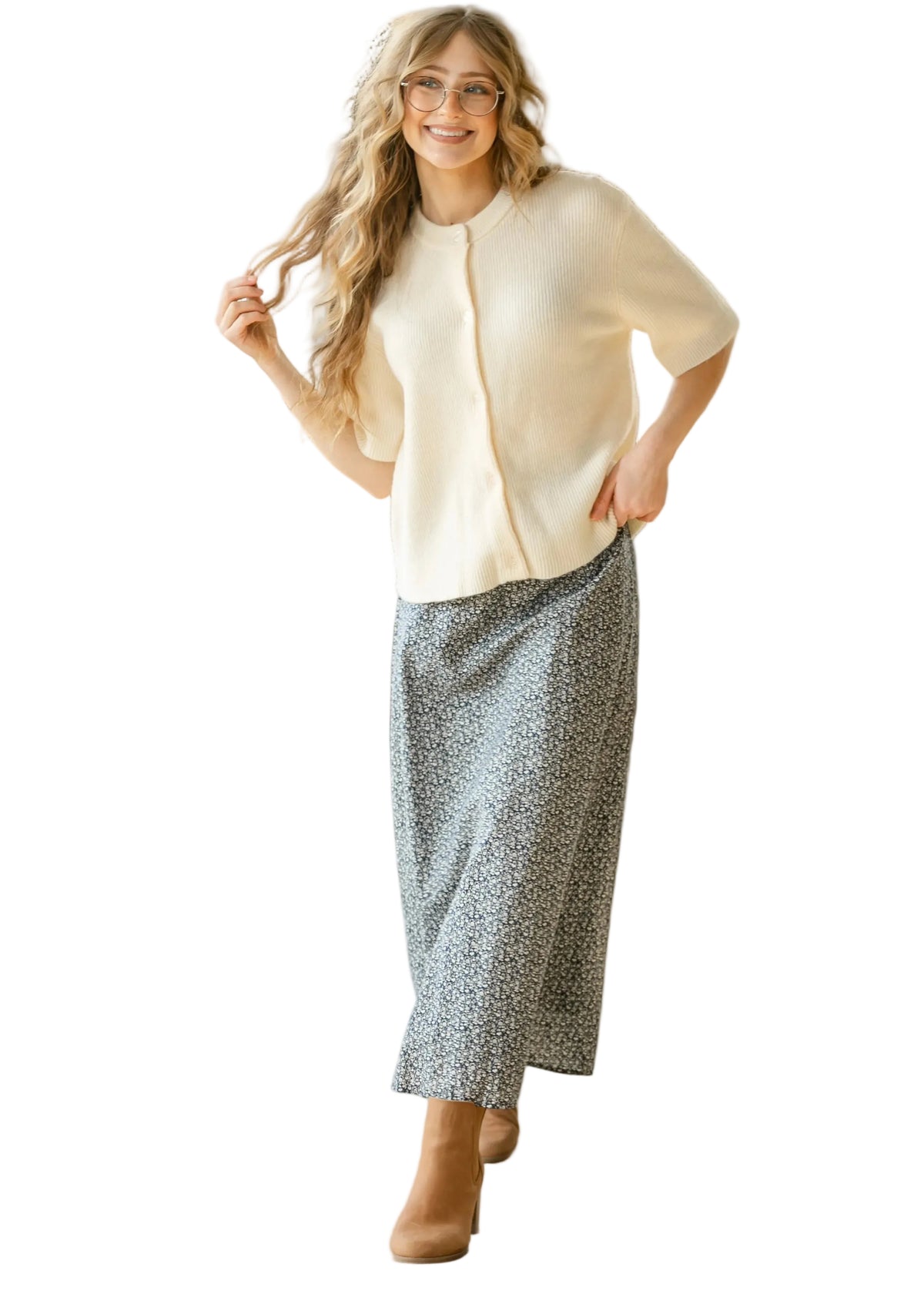 Zadie Short Sleeve Button Cardigan – Ivory